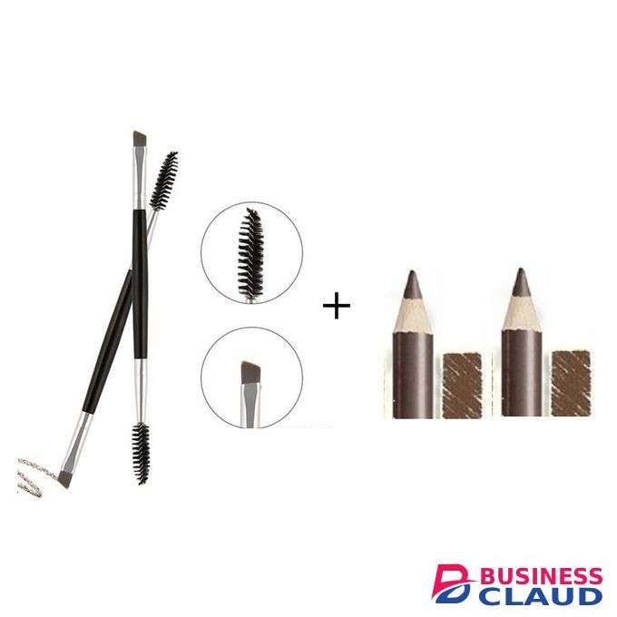 Davis 2pcsEyePencil No 003Dark Brown+ 2sided Eyebrow Spoolie Brush