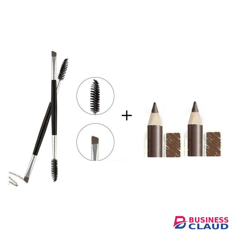 Davis 2pcsEyePencil No 003Dark Brown+ 2sided Eyebrow Spoolie Brush