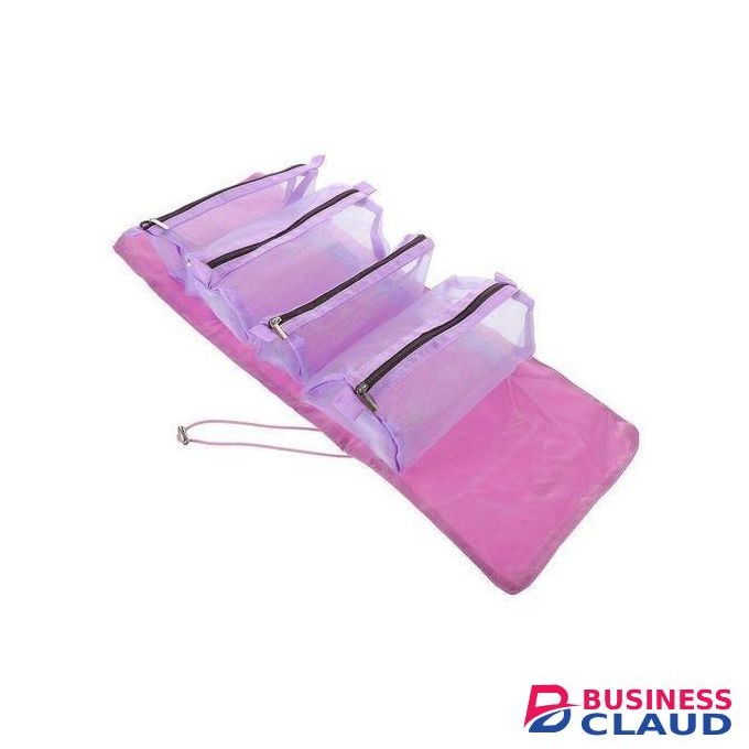 4Pcs In 1 Detachable Makeup Bag Women Zipper Mesh Large Capacity Cosmetics Pouch Foldable Portable Travel Wash Storage Bag