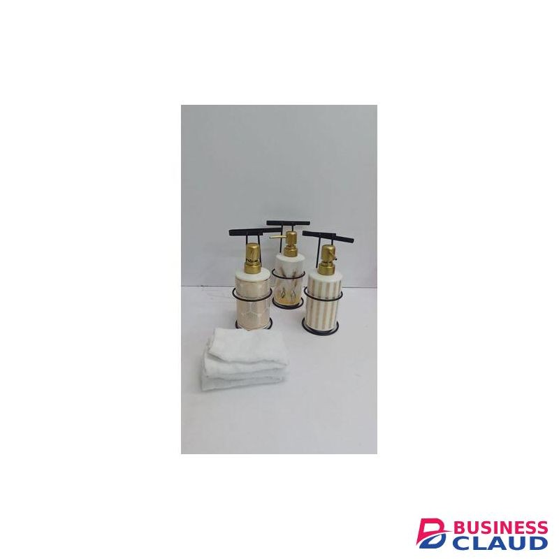 3 in 1 Ceramic Soap Dispenser, Towel and Stand Set Home Decor