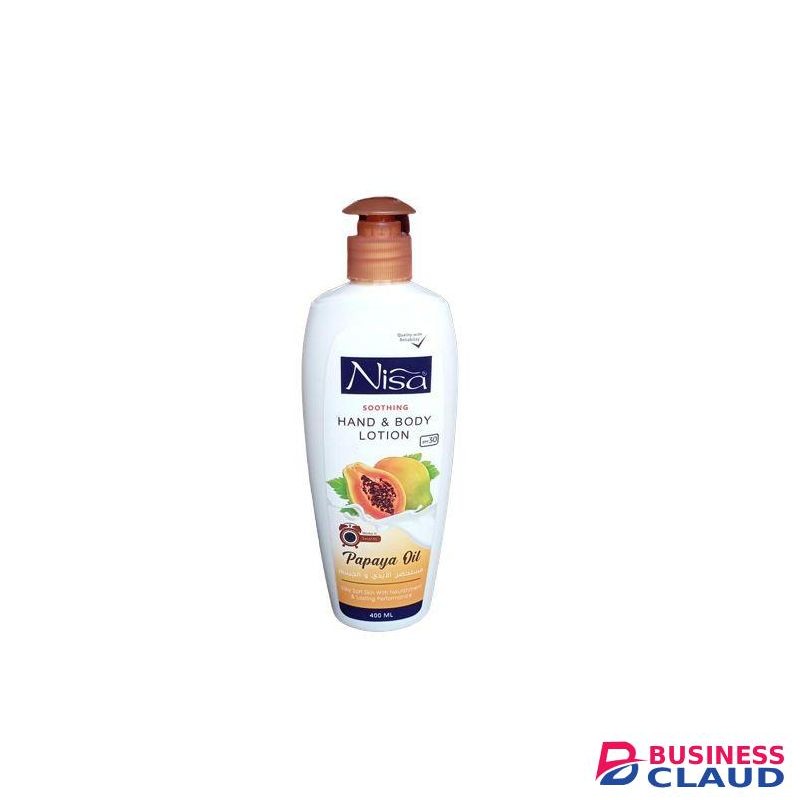 Nisa PAPAYA OIL Anti-Aging Hand & Body Lotion. SPF 30, Moisturizes, Clears Wrinkles & Softens.