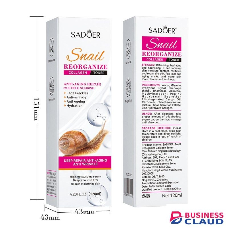 SADOER Snail Reorganize Collagen Toner Moisturizing Facial Toner -120ml