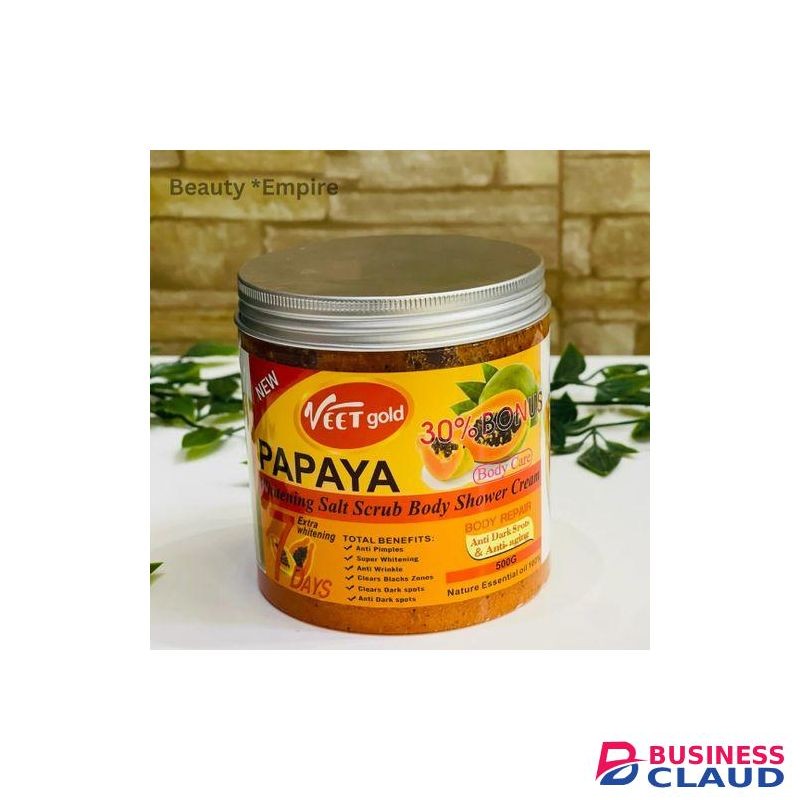 VEET GOLD Papaya Whitening Salt Scrub Body Shower Cream (500g)