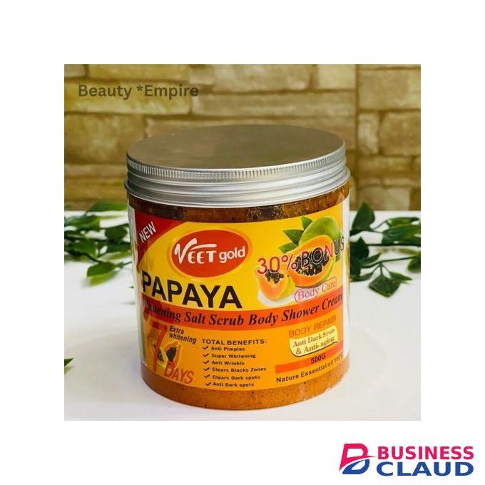 VEET GOLD Papaya Whitening Salt Scrub Body Shower Cream (500g)