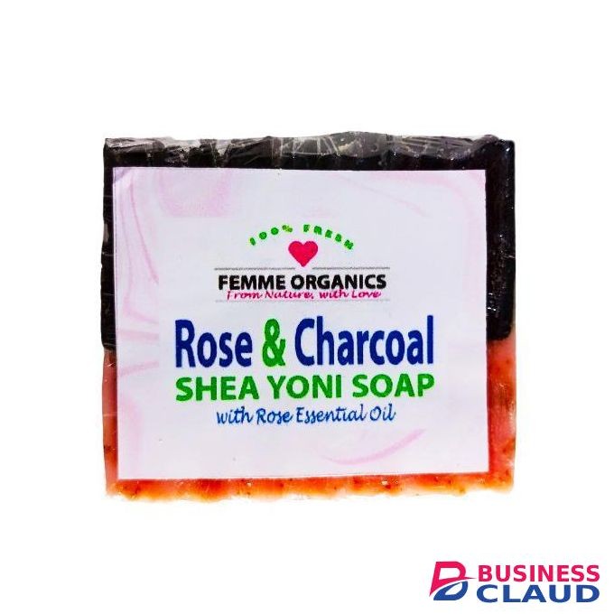 Femme Organics Rose & Charcoal Shea Soap for Ladies