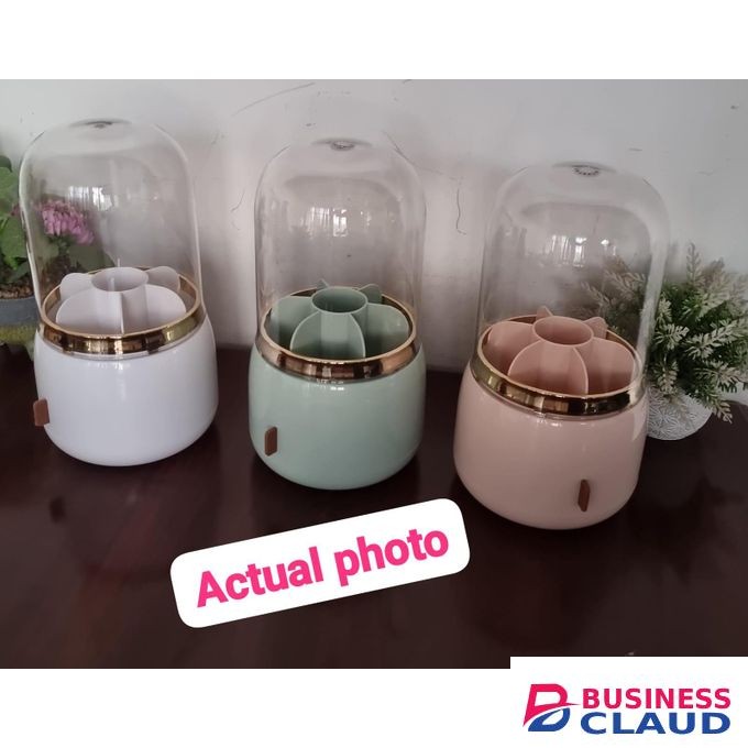360° Rotating Makeup Brush Holder Transparent Brush Organizer Box with Lid Dust-Proof Vanity Desktop Bathroom Counter Cosmetic Accessory