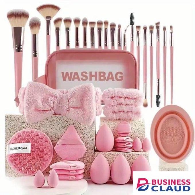40pcs Professional Makeup Brush Set – Complete Cosmetic Brush Kit for Everyday Use & Travel – Pink