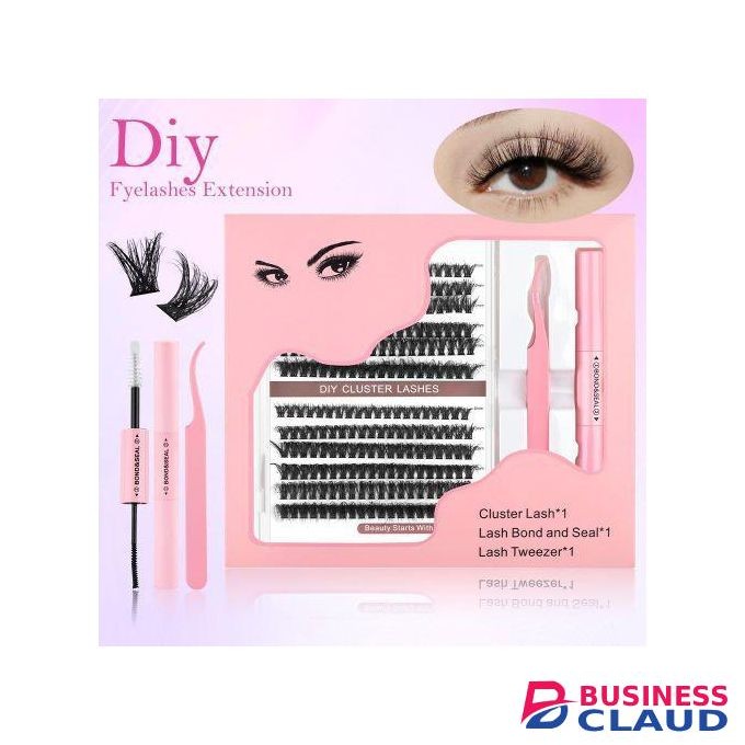 DIY Cluster Lash Extension Kit - 8-16mm Fluffy Matte Lashes with Bond&Seal, Tweezers, Pink Gift Box, Long-Lasting 48H for Voluminous Eye Makeup