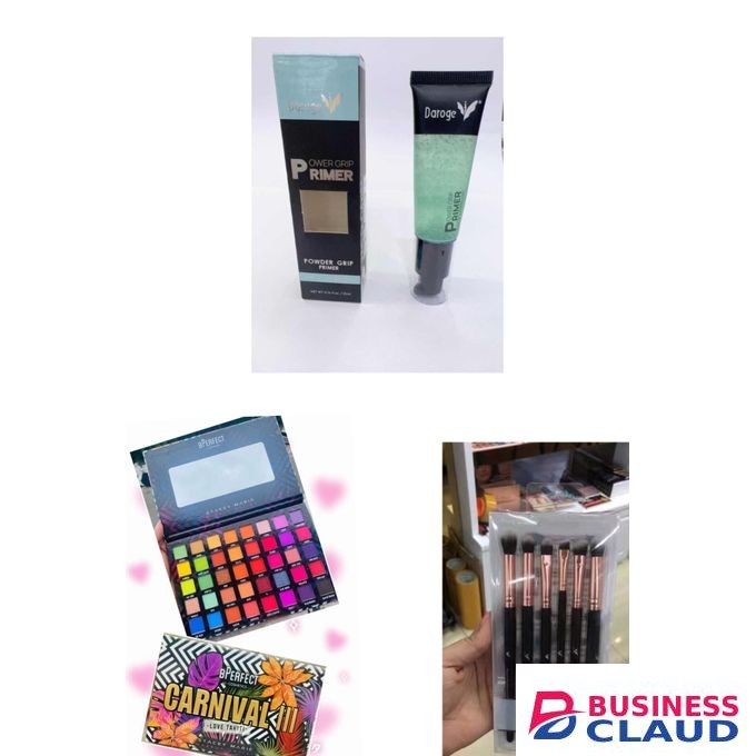 3 in 1 makeup kit set, Eyeshadow palette, power grip primer, Eyeshadow brushes set