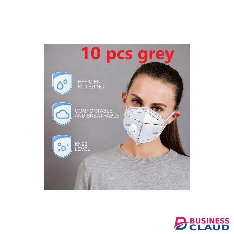 KN95 GREY Masks 10pcs N95 Reusable Mask With Respirator, PREMIUM.