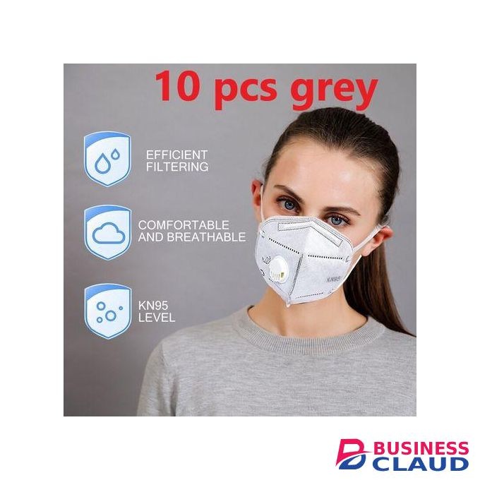 KN95 GREY Masks 10pcs N95 Reusable Mask With Respirator, PREMIUM.