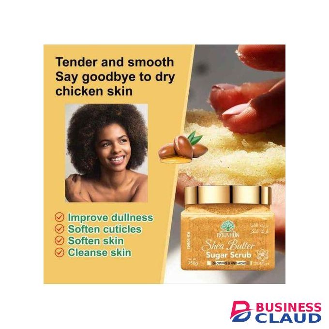 Roushun Exfoliating Shea Butter Sugar Scrub For Moisturizing, Glow,hydration,Deep Cleansing,Nourishing Skin