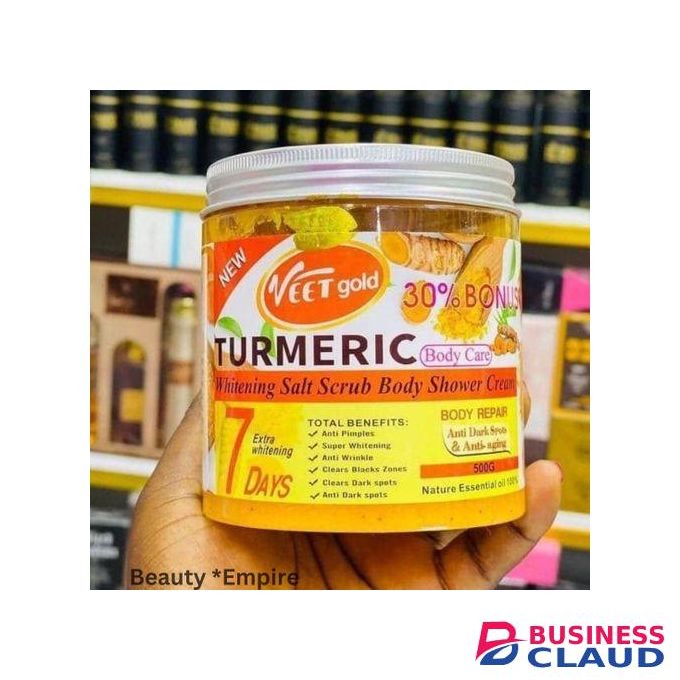 VEET GOLD Turmeric Tumeric Whitening Salt Scrub Body Shower Cream 500g