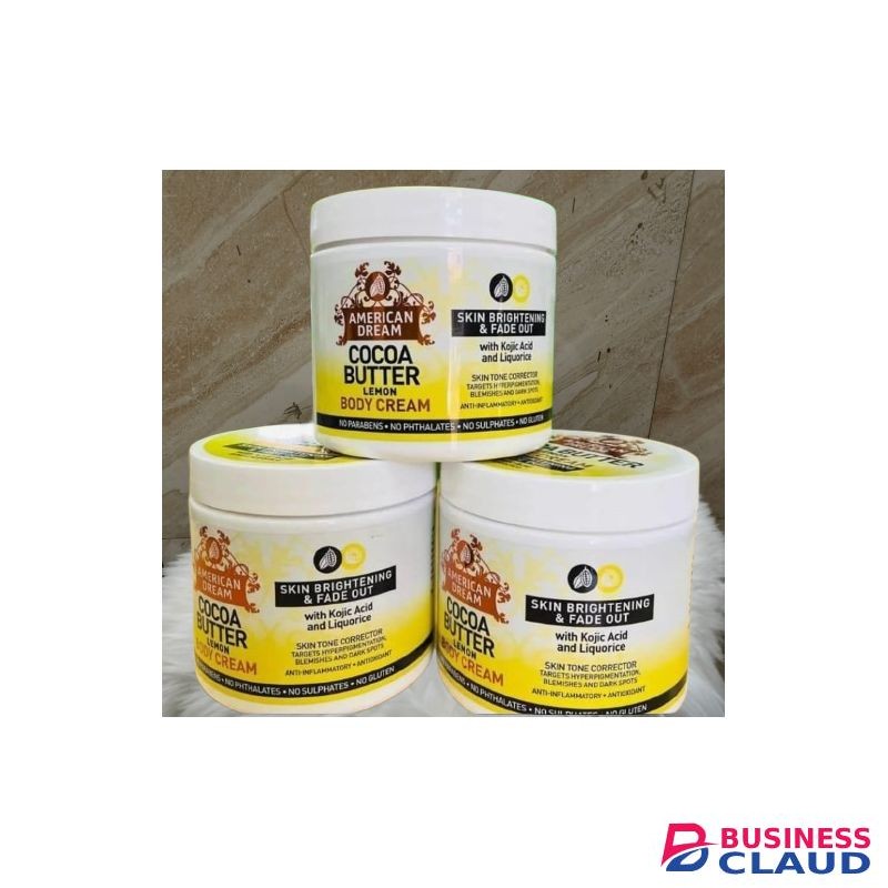 American Dream Cocoa Butter Lemon Body Cream With Kojic Acid And Liquorice