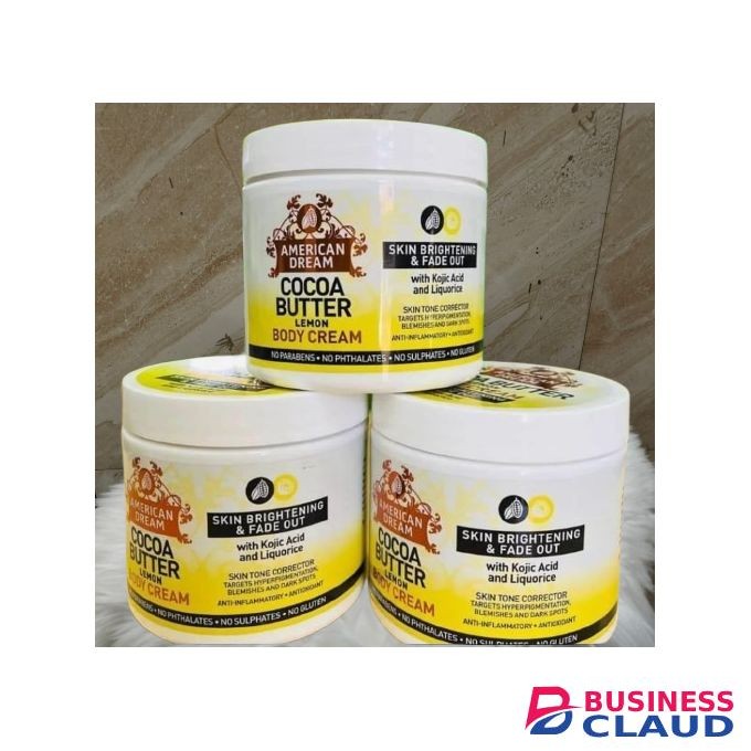 American Dream Cocoa Butter Lemon Body Cream With Kojic Acid And Liquorice