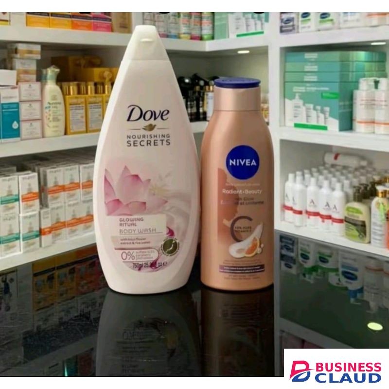 Dove Glowing Ritual Body Wash + NIVEA Radiant & Beauty Even Glow Body Lotion For Women - 400ml