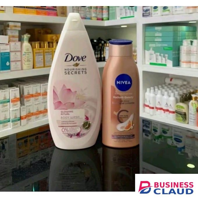 Dove Glowing Ritual Body Wash + NIVEA Radiant & Beauty Even Glow Body Lotion For Women - 400ml