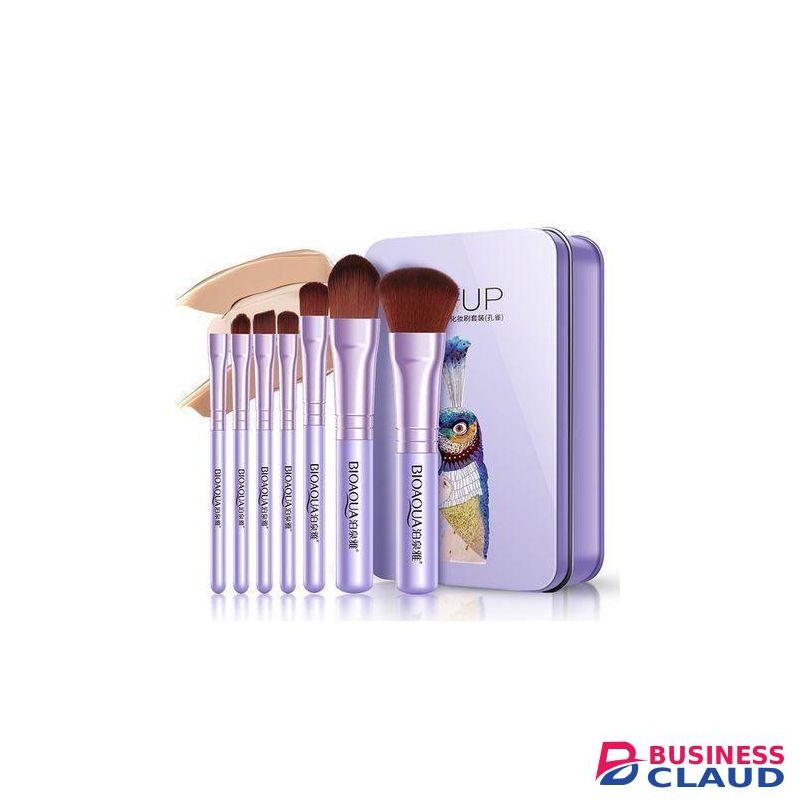 7 In 1 Mini Soft Fiber Makeup Brushes Set - Foundation Eye Shadow - Purple