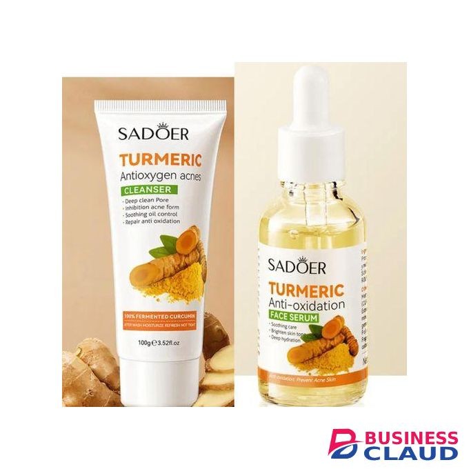 SADOER 2 in 1 Turmeric Face Brightening Tumeric Cleanser and Serum