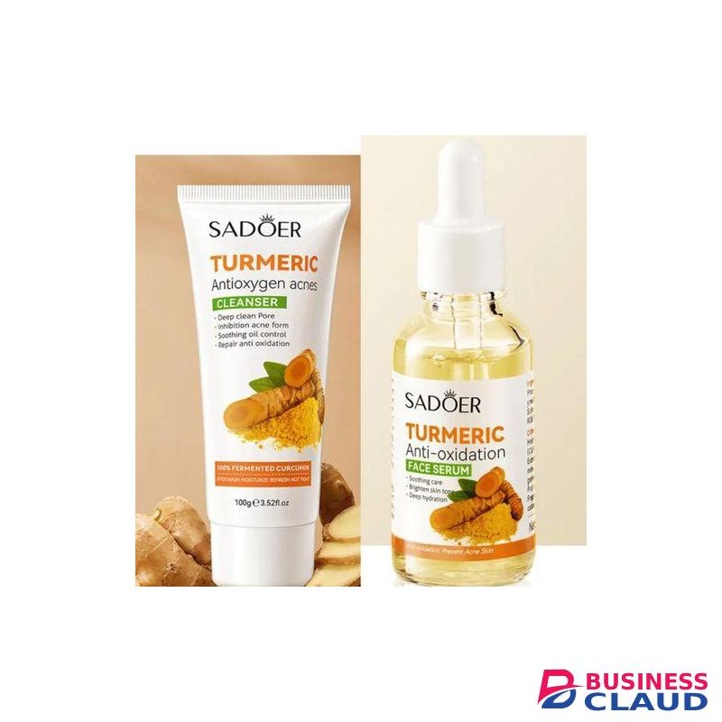 SADOER 2 in 1 Turmeric Face Brightening Tumeric Cleanser and Serum