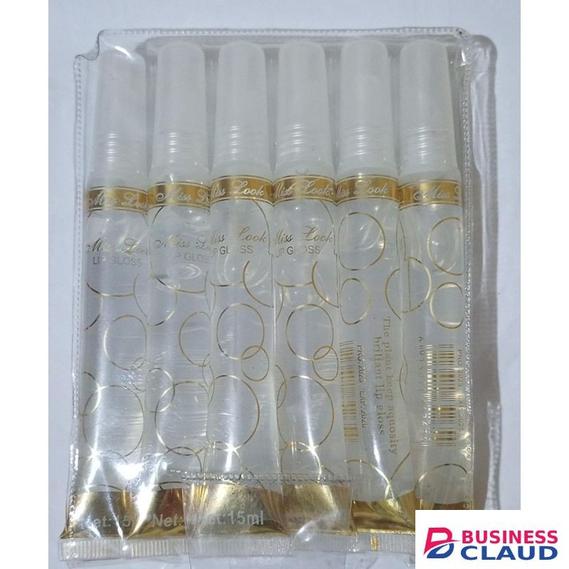 Miss Look Beauty New Slim Long-lasting Pack of 6 Clear Glitter Lip Gloss Moisturising & Shiny 15m
