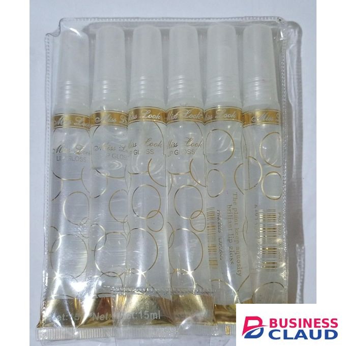 Miss Look Beauty New Slim Long-lasting Pack of 6 Clear Glitter Lip Gloss Moisturising & Shiny 15m