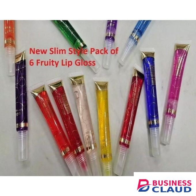 Miss Look Beauty New Slim Long-lasting Pack of 6 Mixed Fruity Lip Gloss Moisturising & Shiny 15m