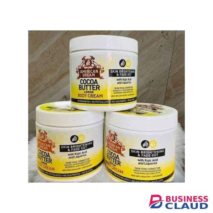American Dream Cocoa Butter Lemon Body Cream With Kojic Acid And Liquorice + Moroccan Argan Oil (Glowing Package)