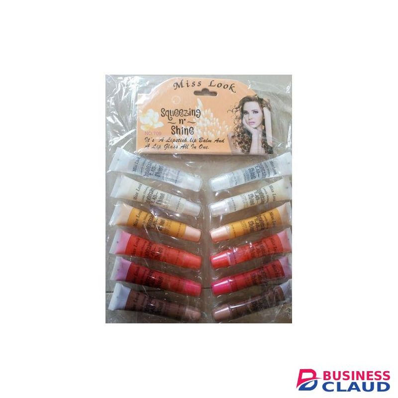 Miss Look 12Pcs Squeezing N Shine Lip Gloss Fruit Lip Balm