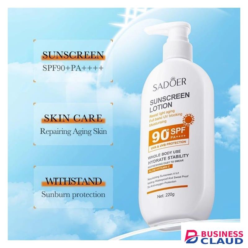 SADOER ROREC SPF90+ PA++++ UVA UVB UV Blocking Moisturizing Sunscreen Lotion Lasting Waterproof Sweatproof 220g