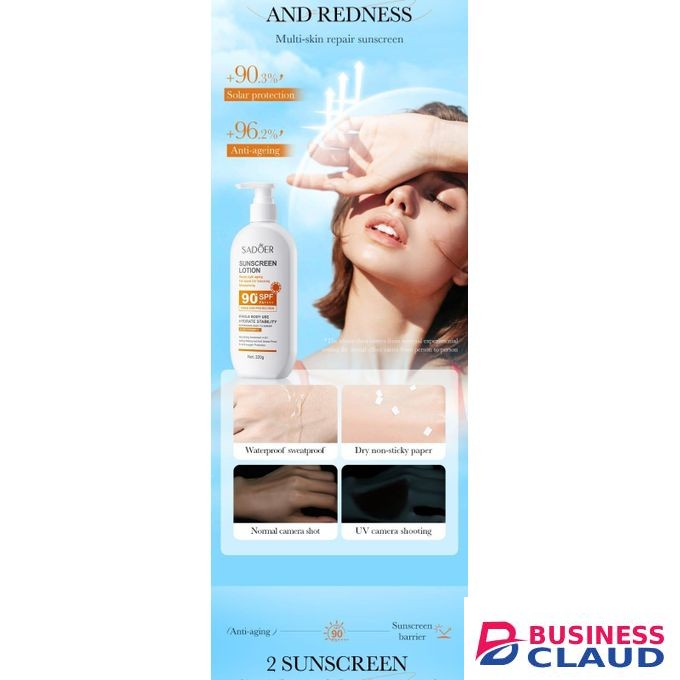 SADOER ROREC SPF90+ PA++++ UVA UVB UV Blocking Moisturizing Sunscreen Lotion Lasting Waterproof Sweatproof 220g