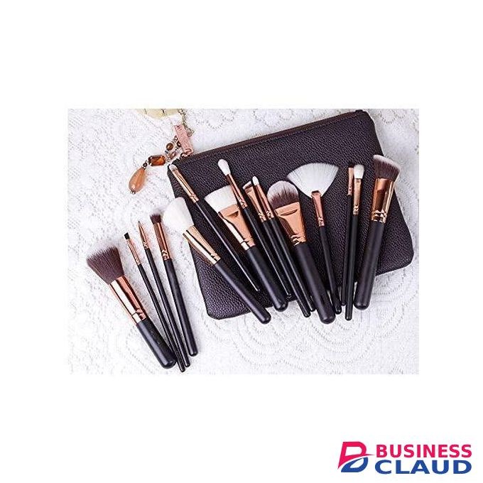 15-Piece Professional Makeup Brush Set with Carry Bag