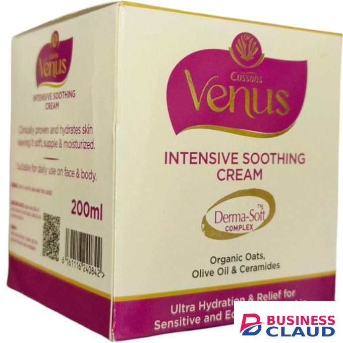 Venus Cussons Intensive Soothing Cream: Ultra-Hydration & 24-Hour Relief for Sensitive, Eczema-Prone Skin (200ml)
