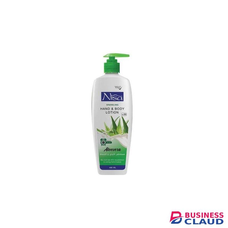 Nisa ALOE VERA Sparkling Hand & Body Lotion. Moisturizes, Soothes, Glows, Deeply Hydrates, Calms, Nourishes, Fades Blemishes, Imperfections, adds a subtle luminosity to your skin, leaving you with a radiant and dewy glow.