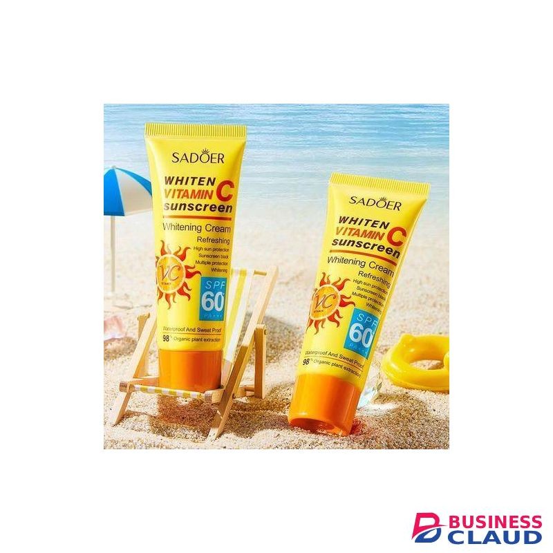 SADOER 2PCS Sunscreen Whitening Cream SPF60 PA+++ UV Concealer & Anti-Aging For Face Vitamin C Whitening Intensive UV Protection Moisturizing Beauty Face Body Sunblock