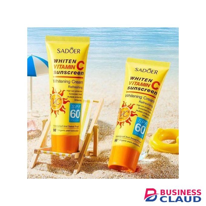 SADOER 2PCS Sunscreen Whitening Cream SPF60 PA+++ UV Concealer & Anti-Aging For Face Vitamin C Whitening Intensive UV Protection Moisturizing Beauty Face Body Sunblock