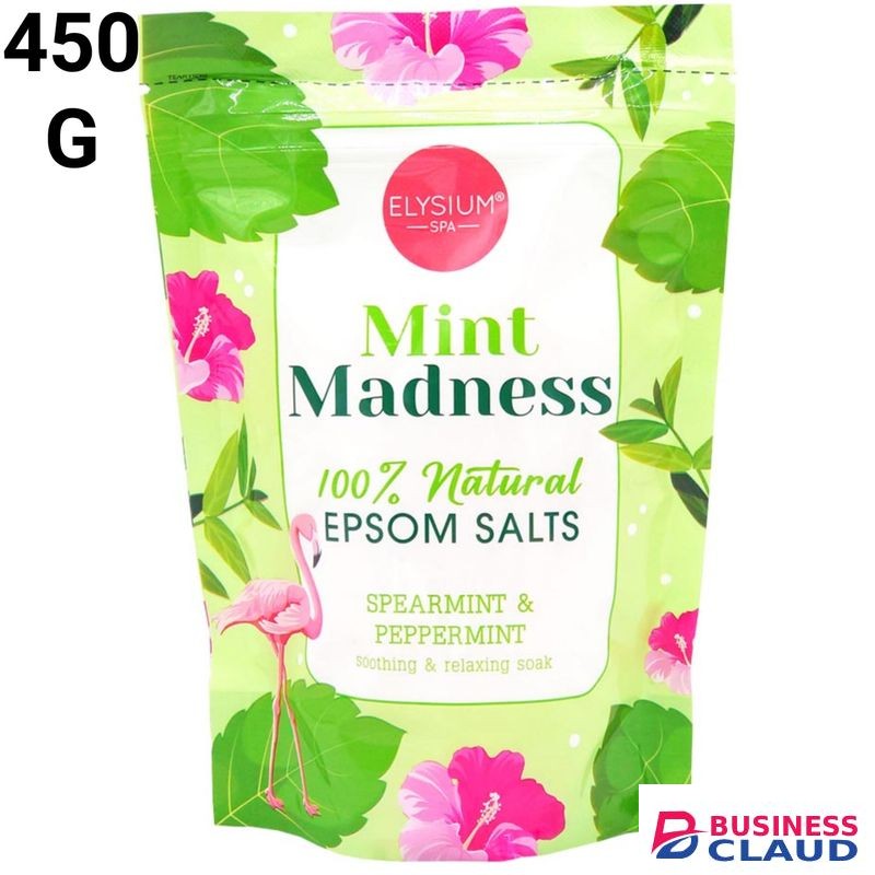 Elysium Spa 'Mint Madness' Spearmint & Peppermint EPSÓM SALTS 450g. Soothing & Relaxing Soak
