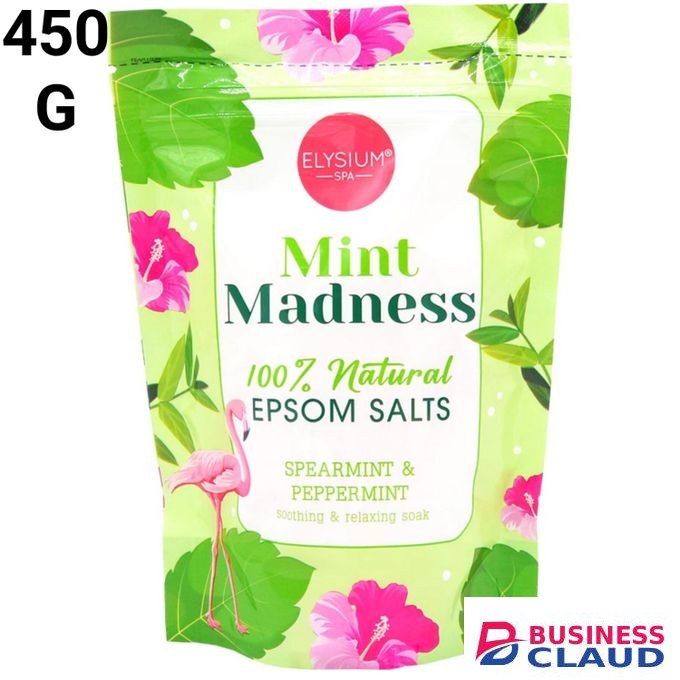 Elysium Spa 'Mint Madness' Spearmint & Peppermint EPSÓM SALTS 450g. Soothing & Relaxing Soak