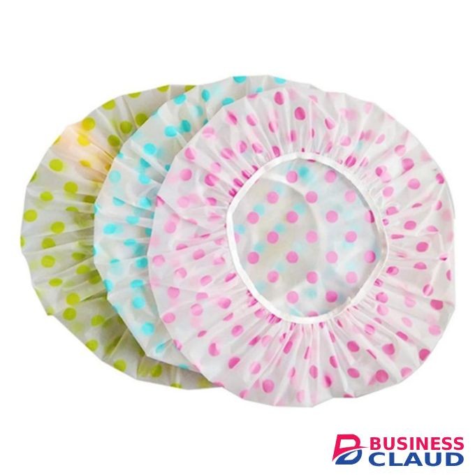 Waterproof Reusable Shower Cap Elastic Bathing Hair Cover for Bathroom School and Travel