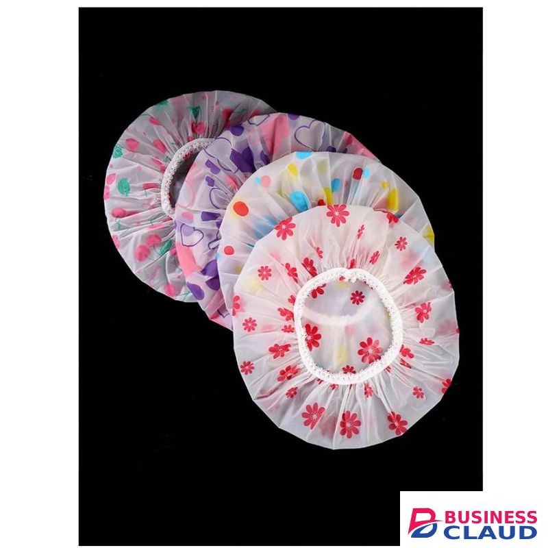 Waterproof Reusable Shower Cap Elastic Bathing Hair Cover for Bathroom School and Travel