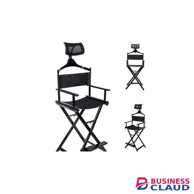 Tall Aluminum Frame Makeup Artist Director's Chair with Adjustable Head Rest
