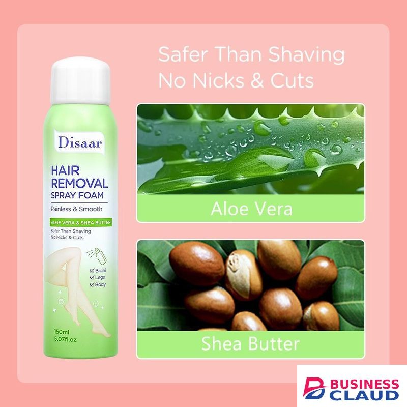 Disaar Hair Removal Spray Foam, 150ml, Painless & Fast Acting Depilatory Mousse, Smooth Skin for Legs, Arms, Underarms & Bikini Line, Enriched with Aloe Vera & Vitamin E