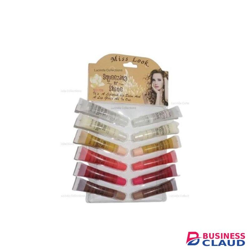 Miss Look 12 pcs squeezing n shine moisturizing long lasting lip gloss
