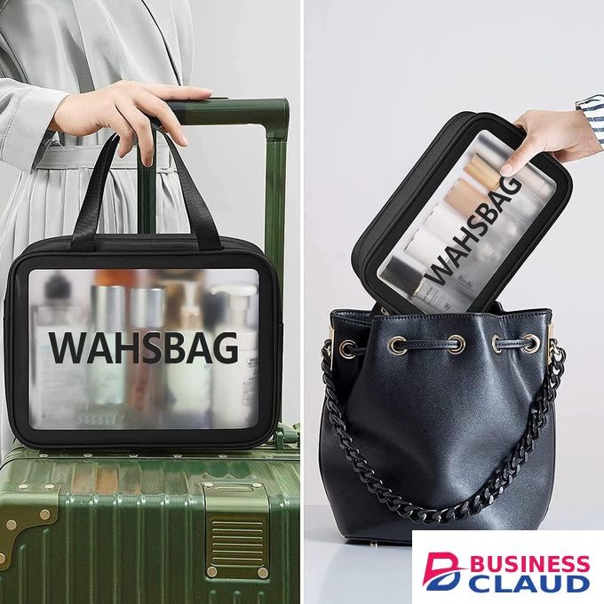 3 PCS Clear Toiletry Bag, Makeup Bag Set, PVC Transparent Wash Bag Makeup Bag Travel Business Vacation Bathroom Organizer for Men, Women, Black, Clear Toiletry Bag Set