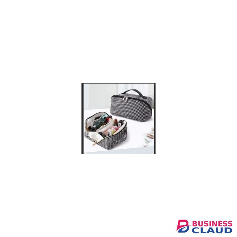Plaid Pattern Multifunctional Makeup Storage Bag with Large Capacity, Portable Soft Toiletry Organizer with Zipper Closure