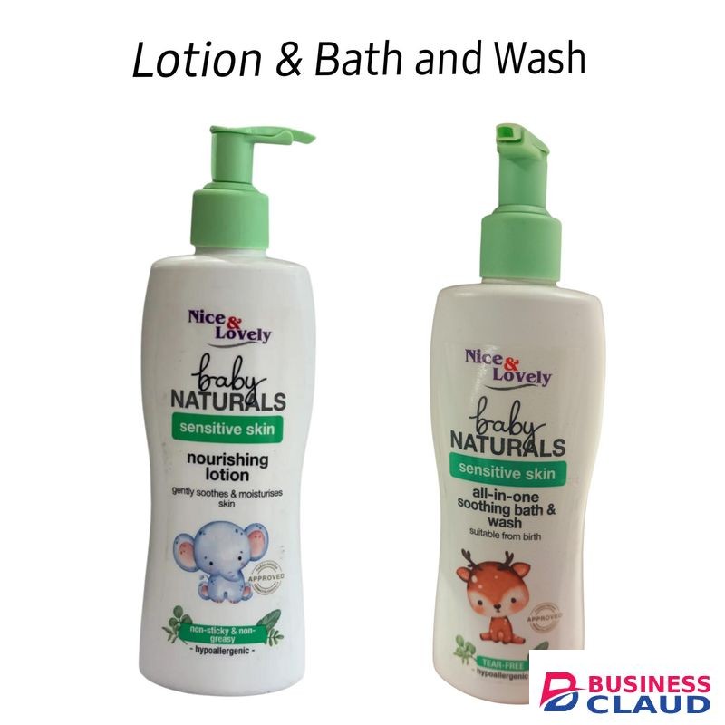 Nice &Lovely Baby Natural Sensitive Skin Nourishing Lotion-1pc *300ml+Nice &Lovely All in One Baby Soothing Bath&Wash-1pc *300ml