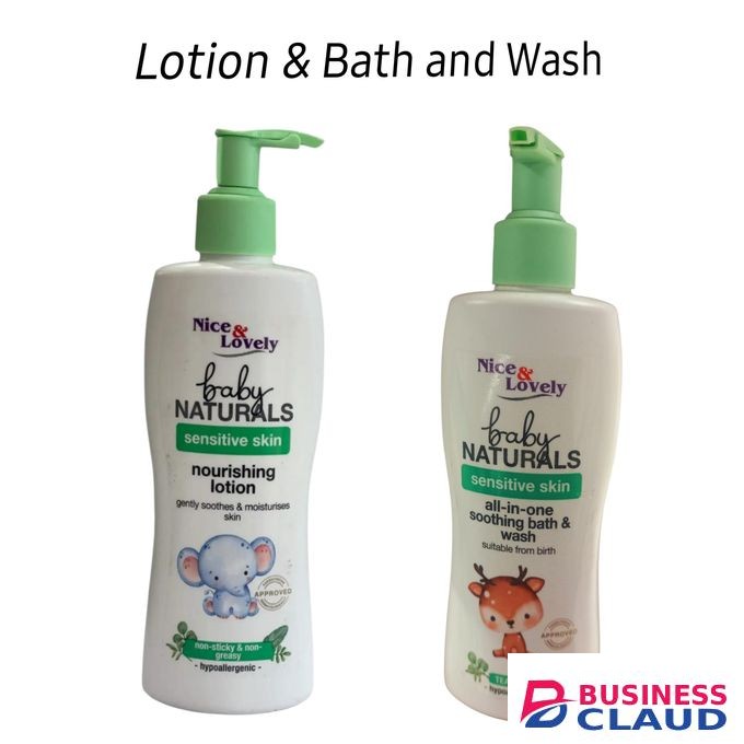 Nice &Lovely Baby Natural Sensitive Skin Nourishing Lotion-1pc *300ml+Nice &Lovely All in One Baby Soothing Bath&Wash-1pc *300ml
