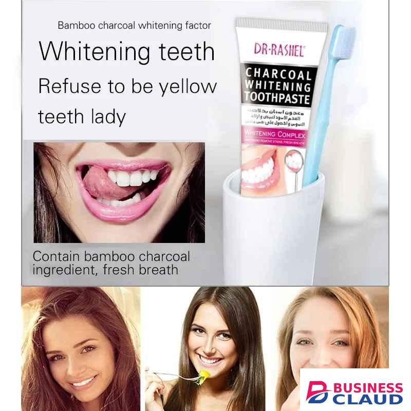 DR RASHEL Black Charcoal Whitening Toothpaste, Fresh Breath Stain Removal Toothpaste