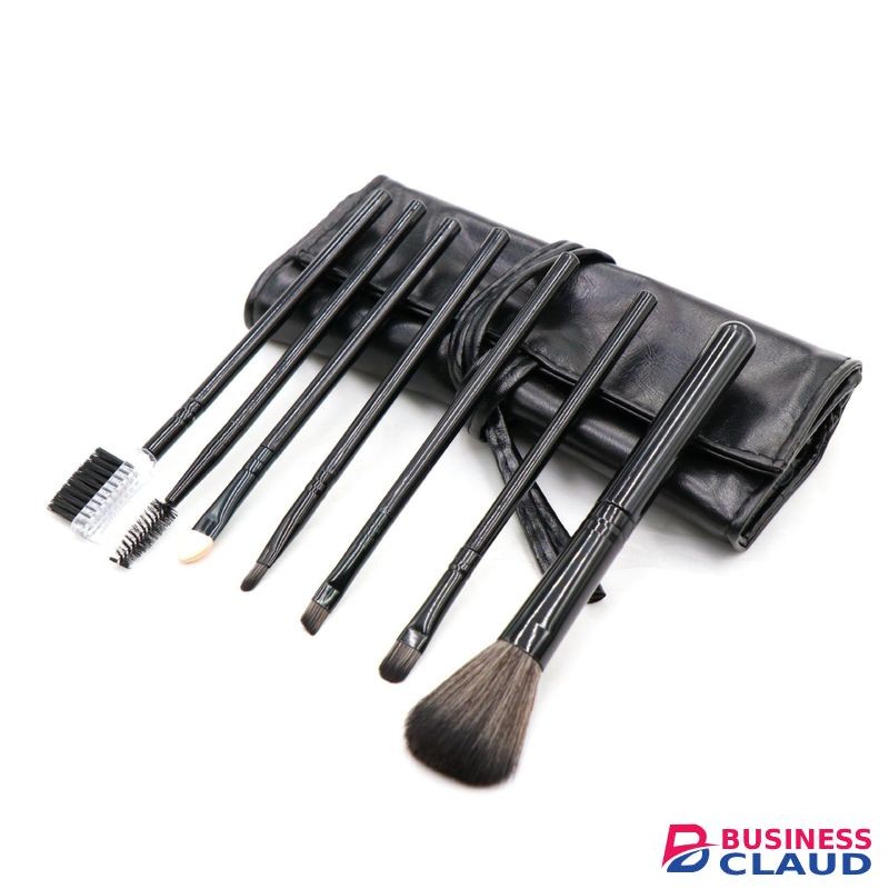 Professional Makeup Brush Set 7 Pieces Black Soft Foundation Blender With Travel Pouch