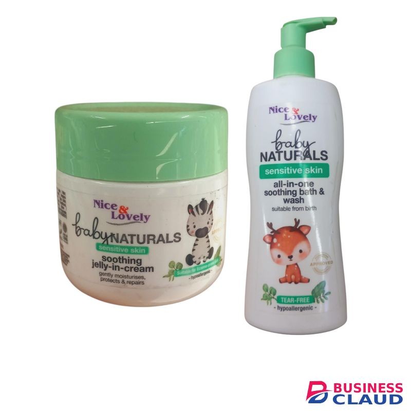 Nice &Lovely Baby Natural Sensitive Skin Soothing Jerry-in-Cream-1pc *250gms+Nice &Lovely All in One Baby Soothing Bath&Wash-1pc *300ml